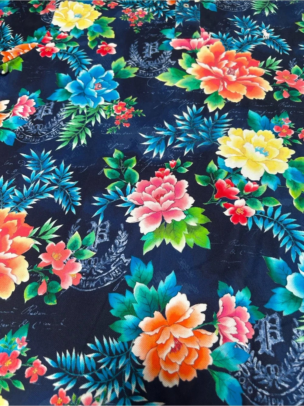 Ralph Lauren Royal Floral Navy Polo with Vibrant Tropical Floral Print